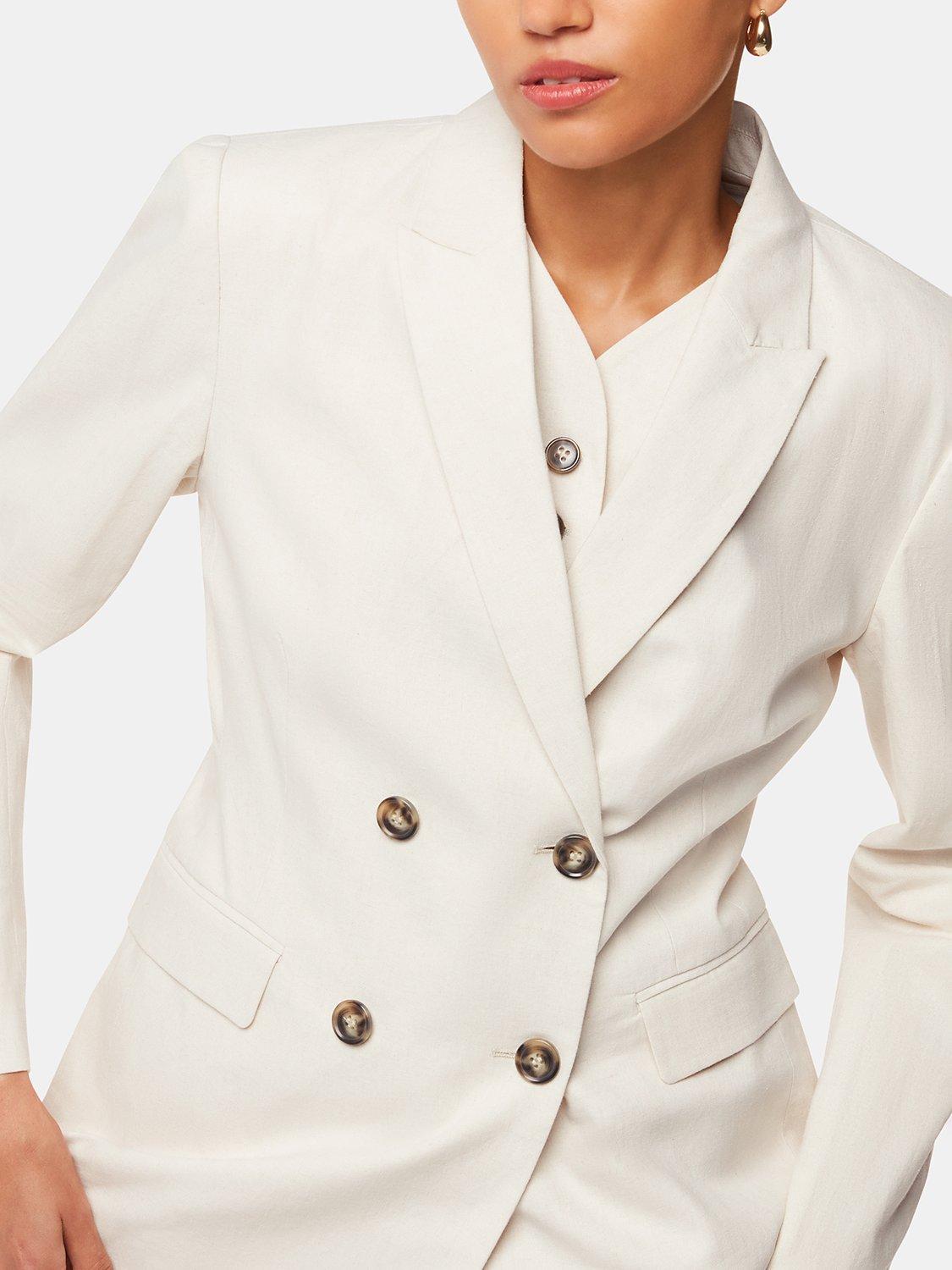 Product image 4 of 5, which shows Whistles Lindsey Linen Blend Double Breasted Suit Blazer, Oatmeal, 8