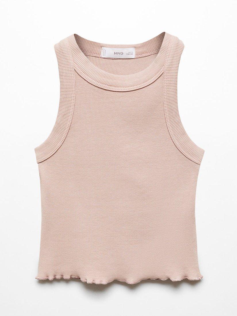 Mango Angelina Ribbed Vest Top, Pink
