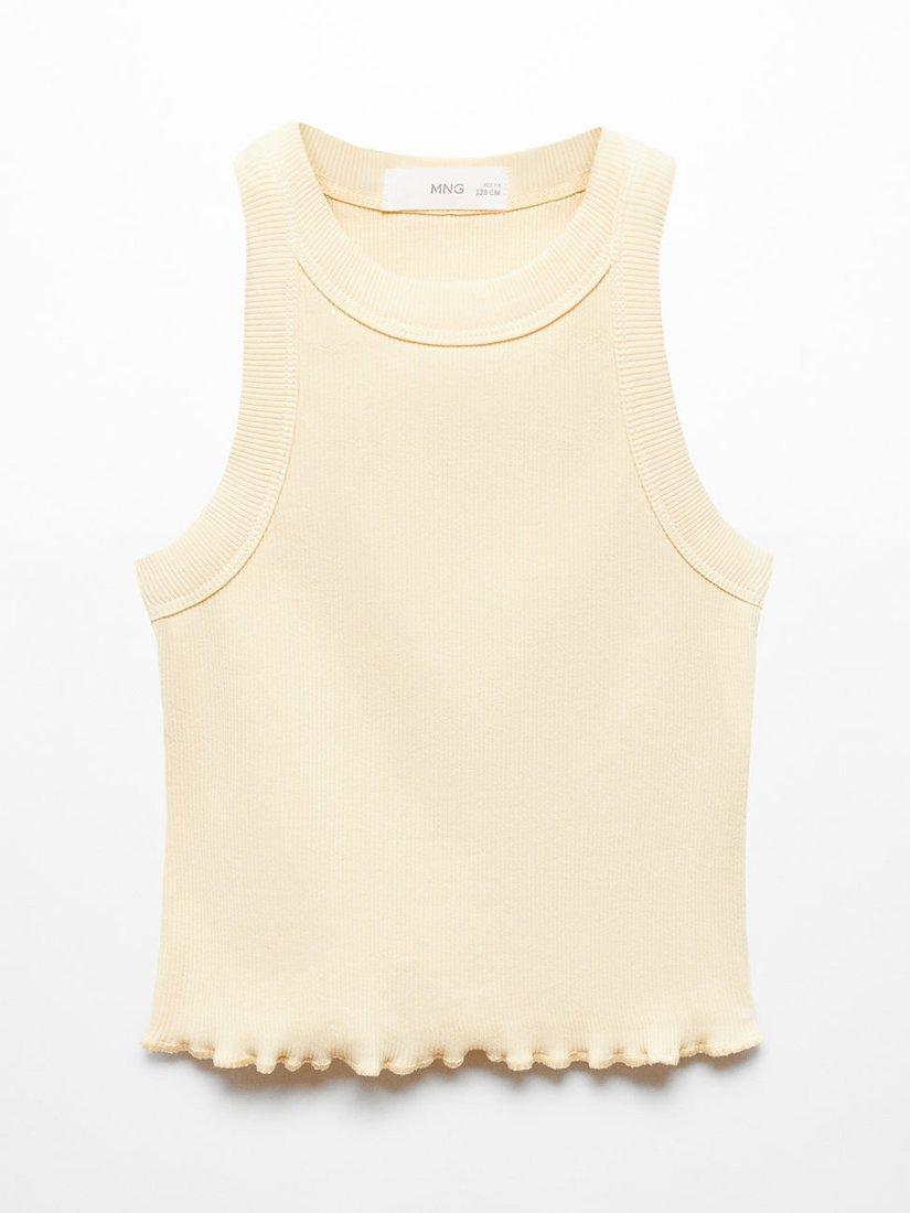 Mango Angelina Ribbed Vest Top, Yellow