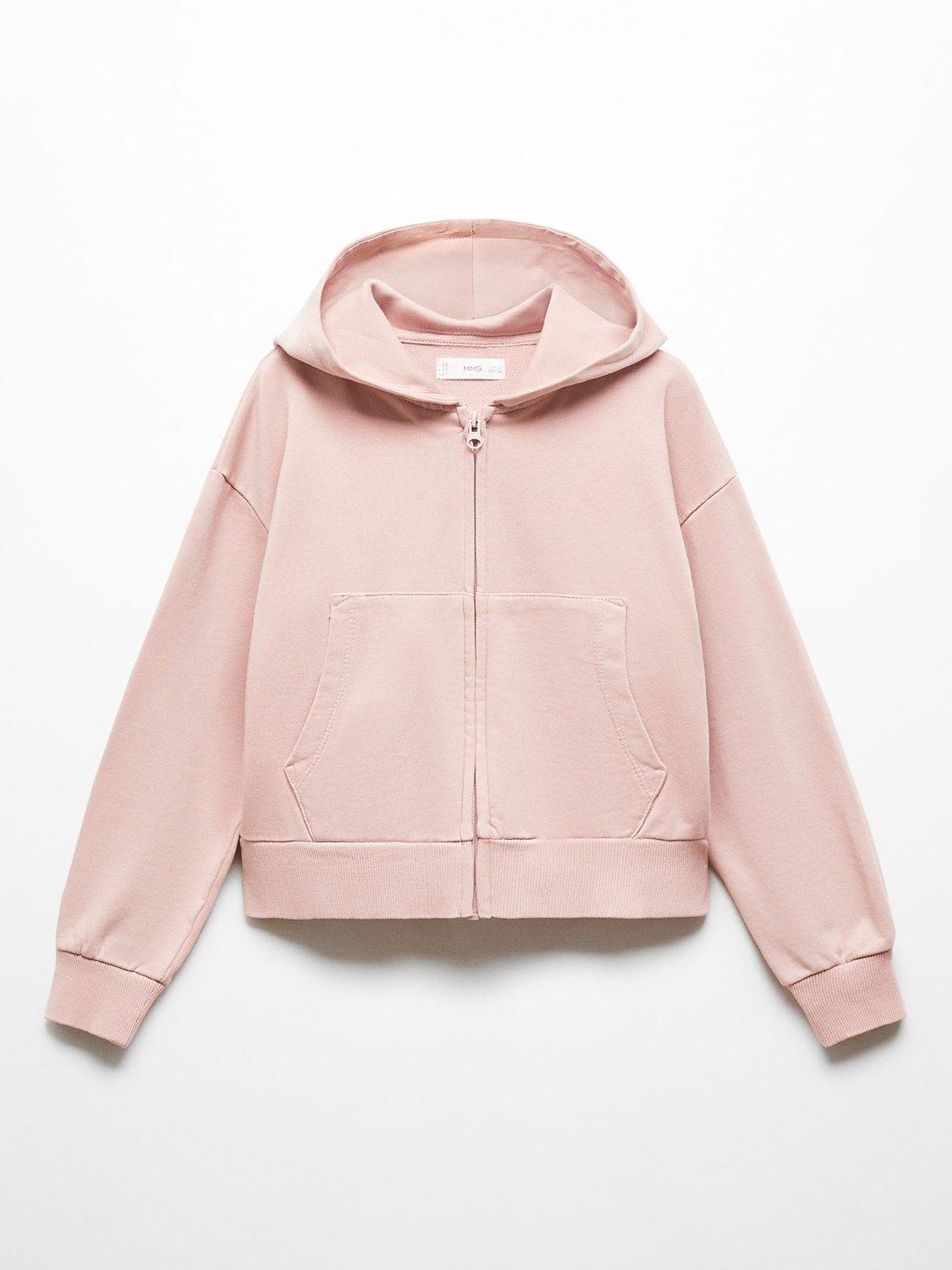 Mango Kids' Roller Zip Through Hoodie, Pink