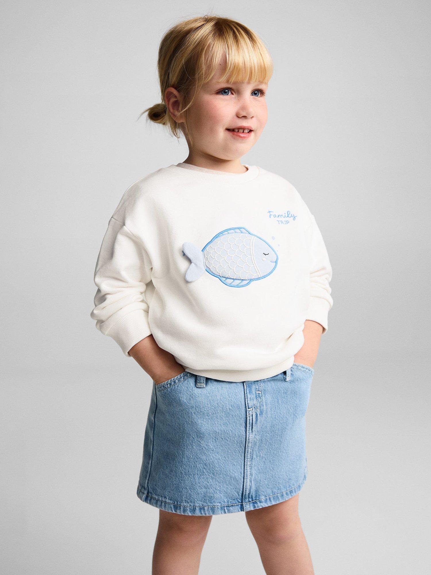 Mango Baby Family Trip 3D Fish Sweatshirt, Neutral