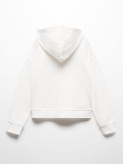 Mango Kids' Dina Zip Through Hoodie, White - view 2, Natural White