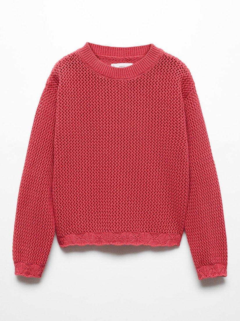 Mango Kids' Poppy Textured Jumper, Medium Red