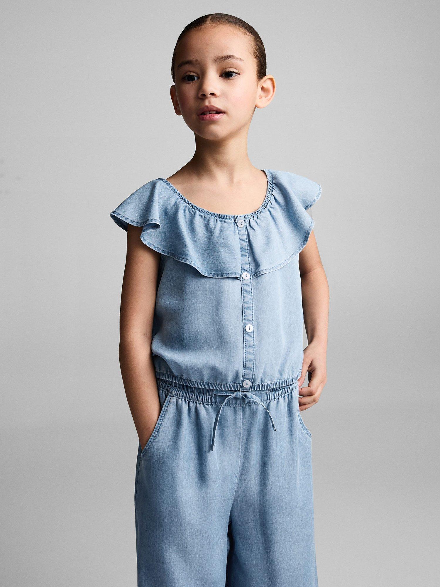 Mango Kids' Elsa Drawstring Trousers, Open Blue