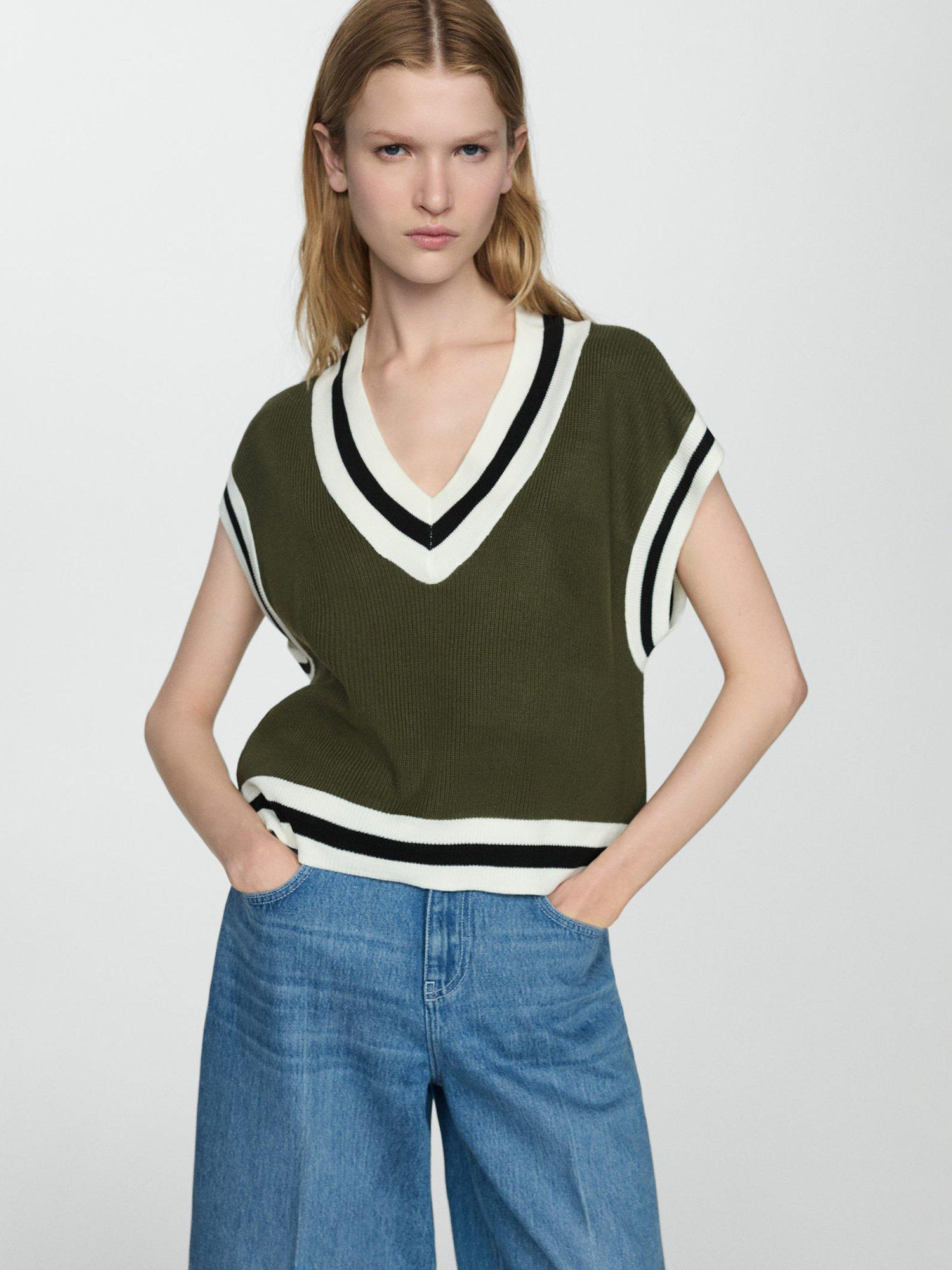 Mango College Waistcoat, Beige/Khaki
