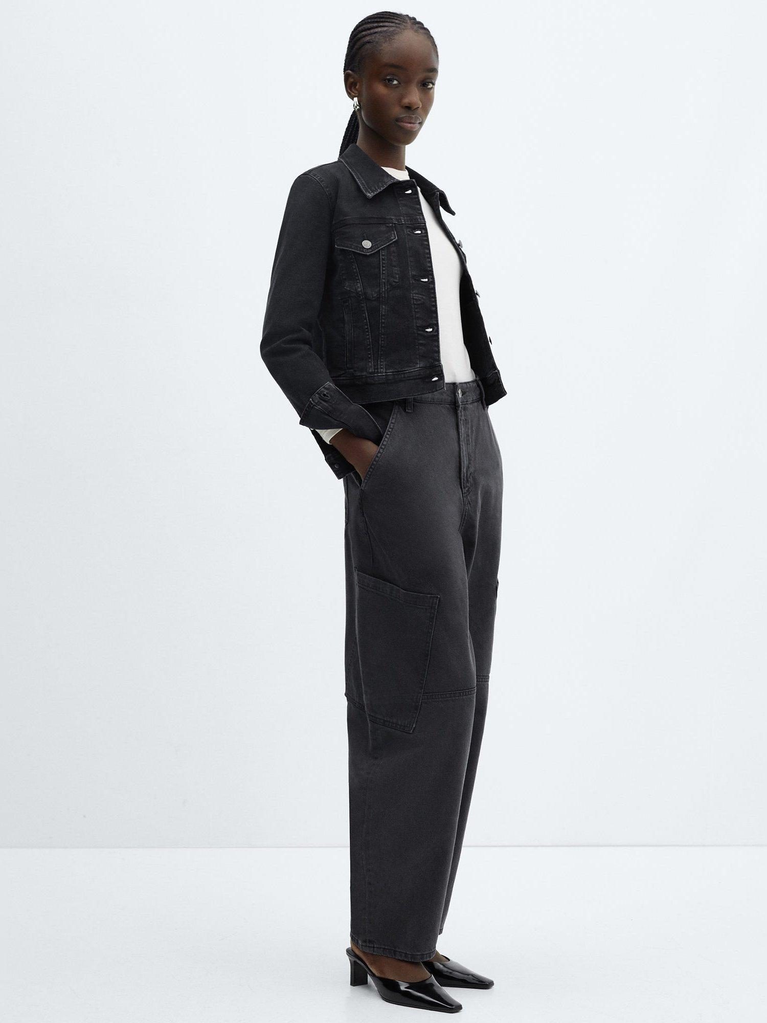 Product image 2 of 6, which shows Mango Vicky Denim Jacket, Washed Black, XS