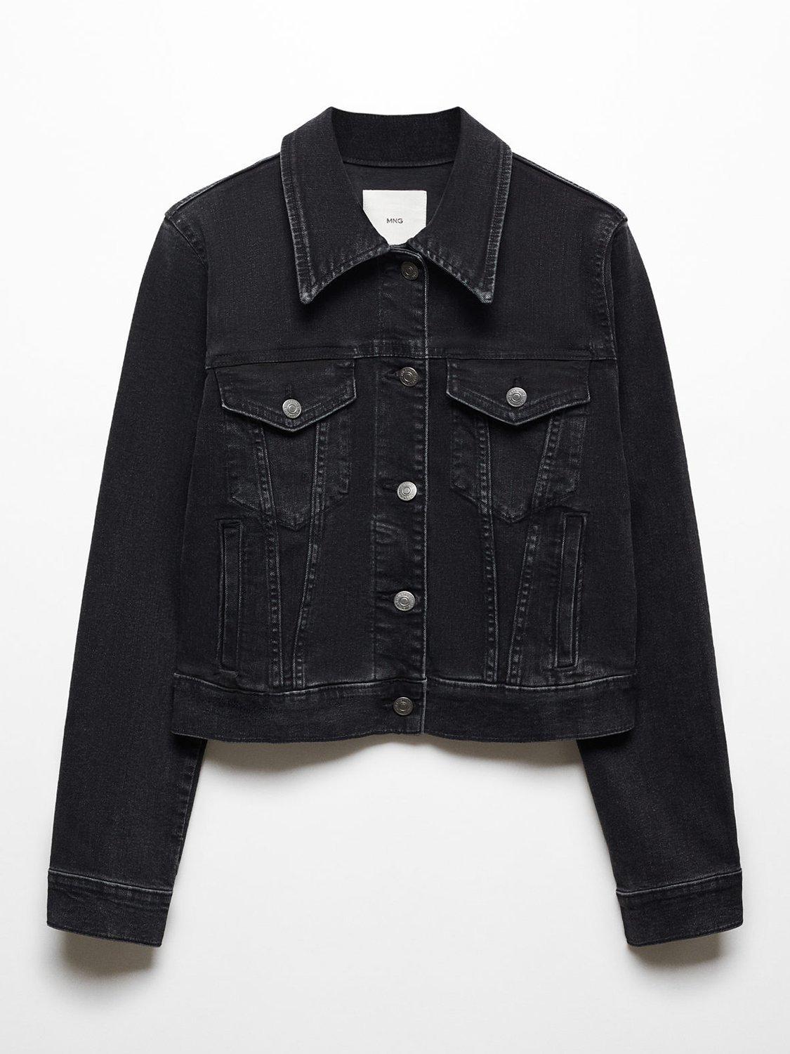 Product image 6 of 6, which shows Mango Vicky Denim Jacket, Washed Black, XS
