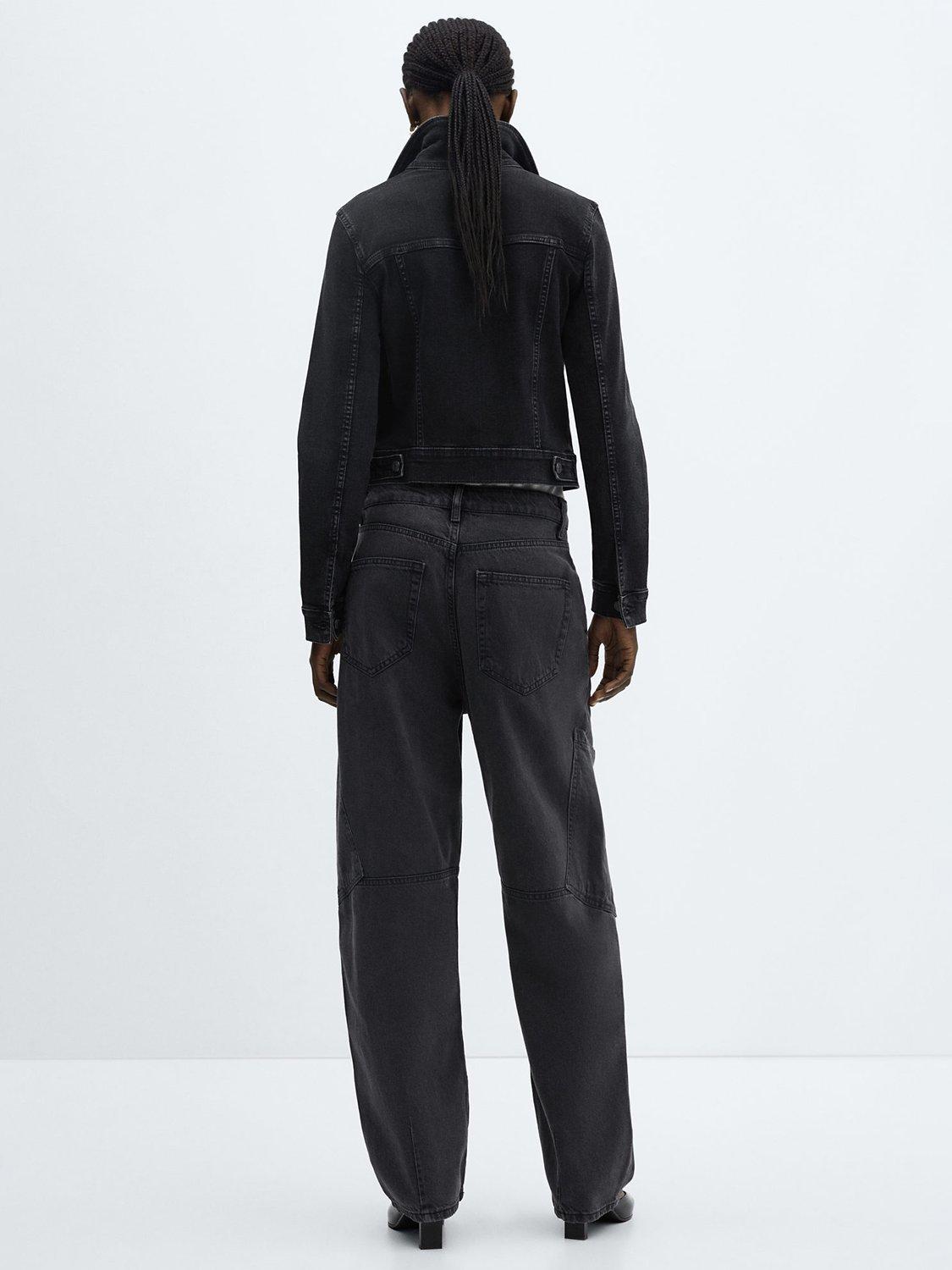 Product image 3 of 6, which shows Mango Vicky Denim Jacket, Washed Black, XS