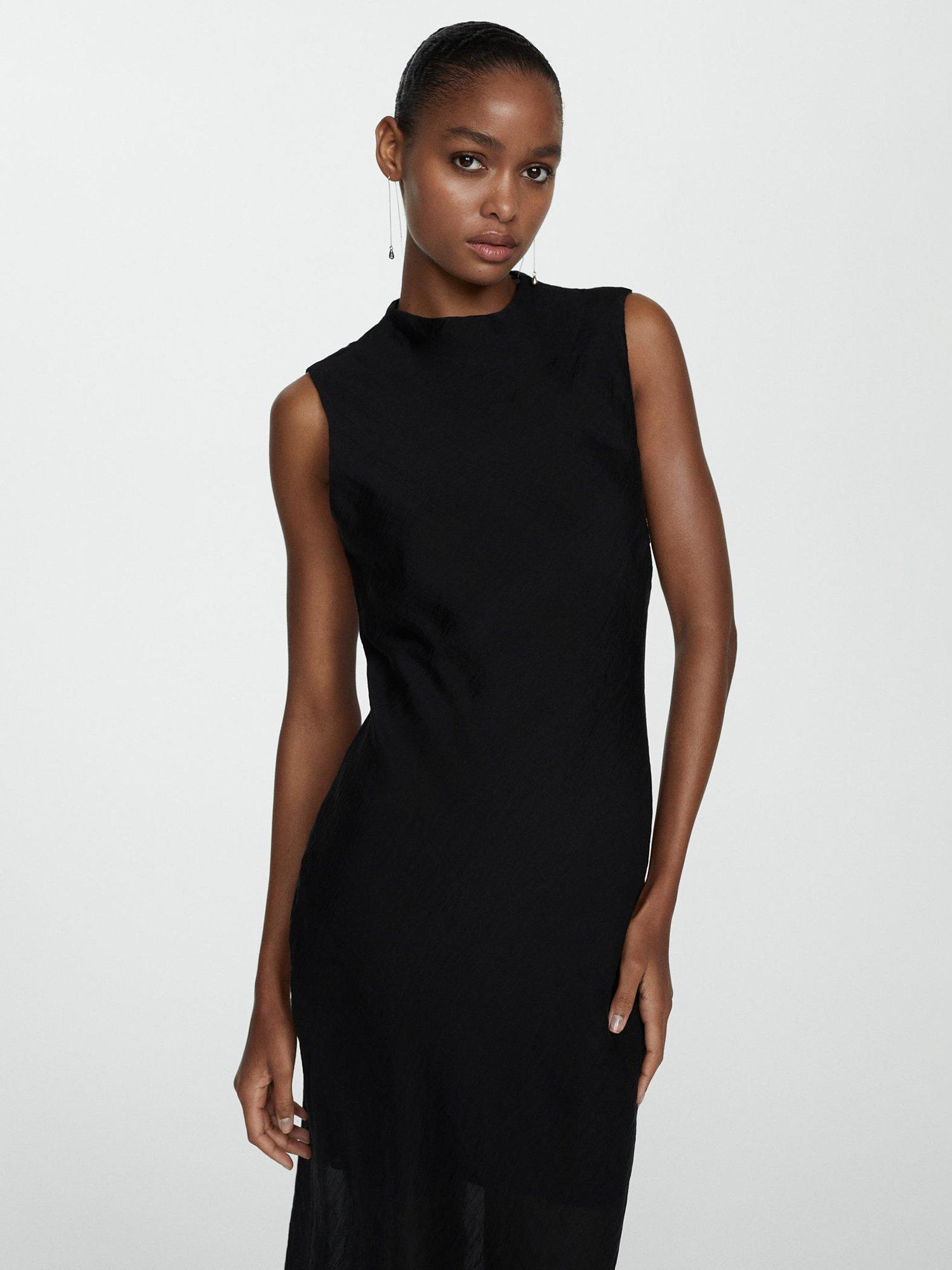 Mango Gracy Textured Dress, Black