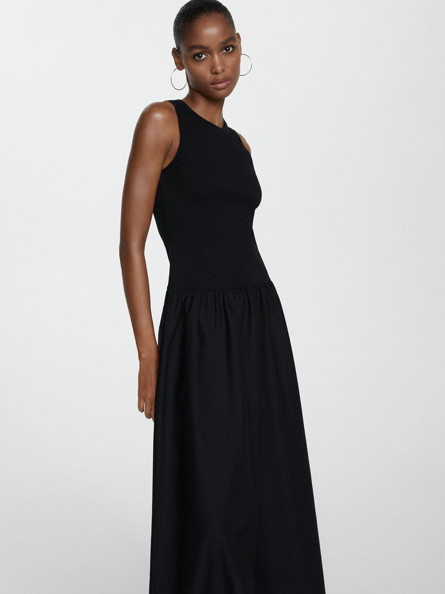 Mango Valvi Ribbed Top Maxi Dress, Black, 4