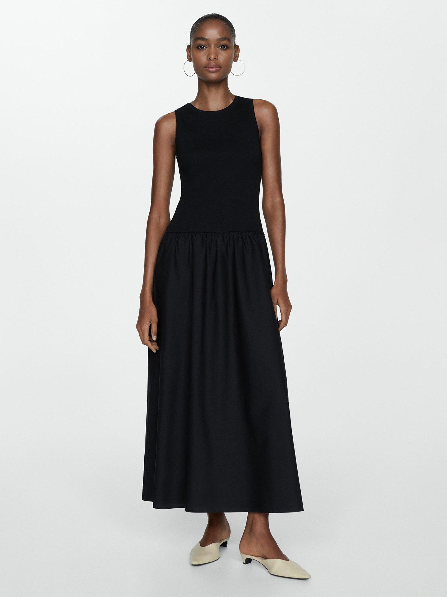 Product image 2 of 6, which shows Mango Valvi Ribbed Top Maxi Dress, Black, 4