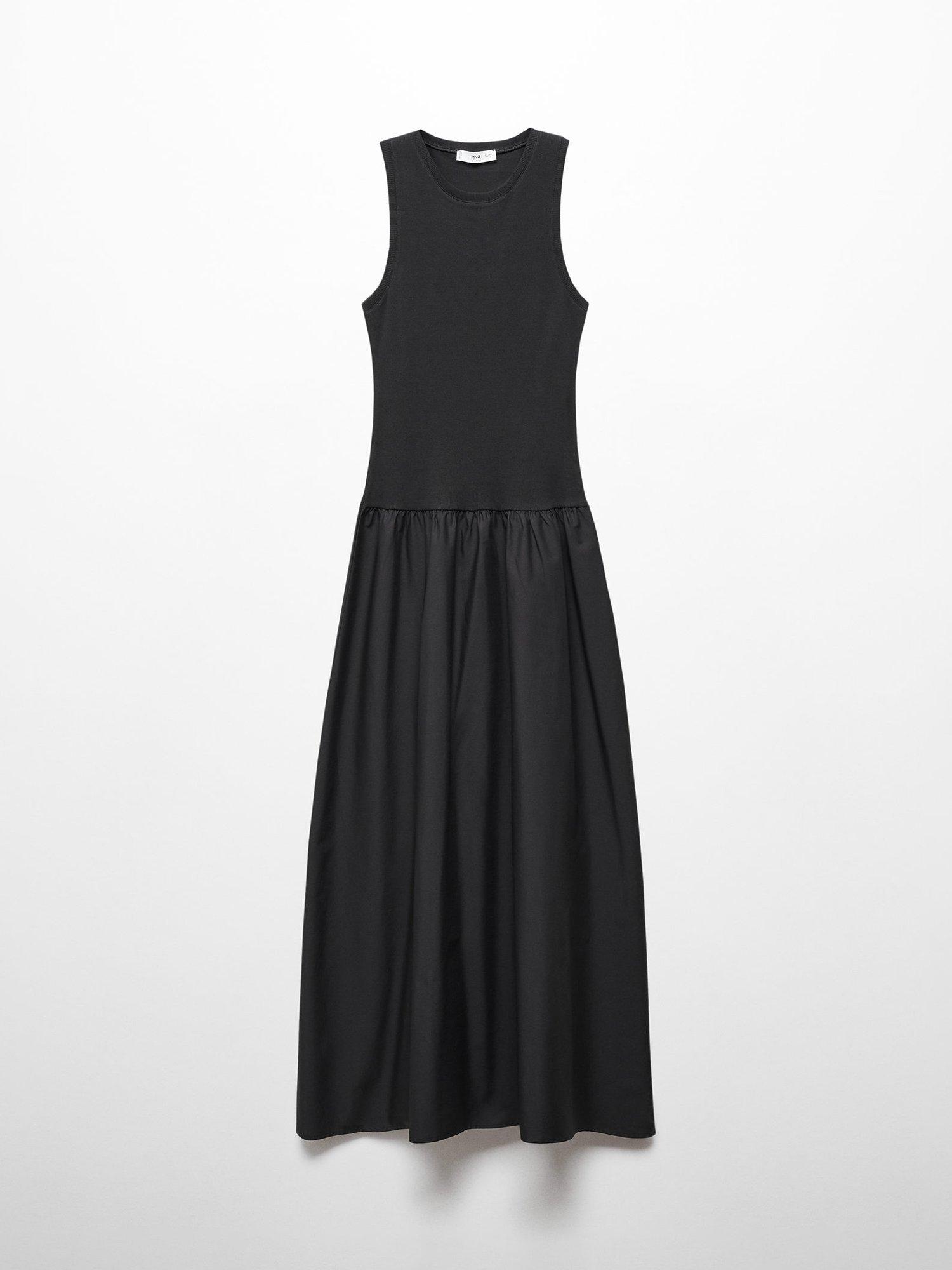 Product image 6 of 6, which shows Mango Valvi Ribbed Top Maxi Dress, Black, 4