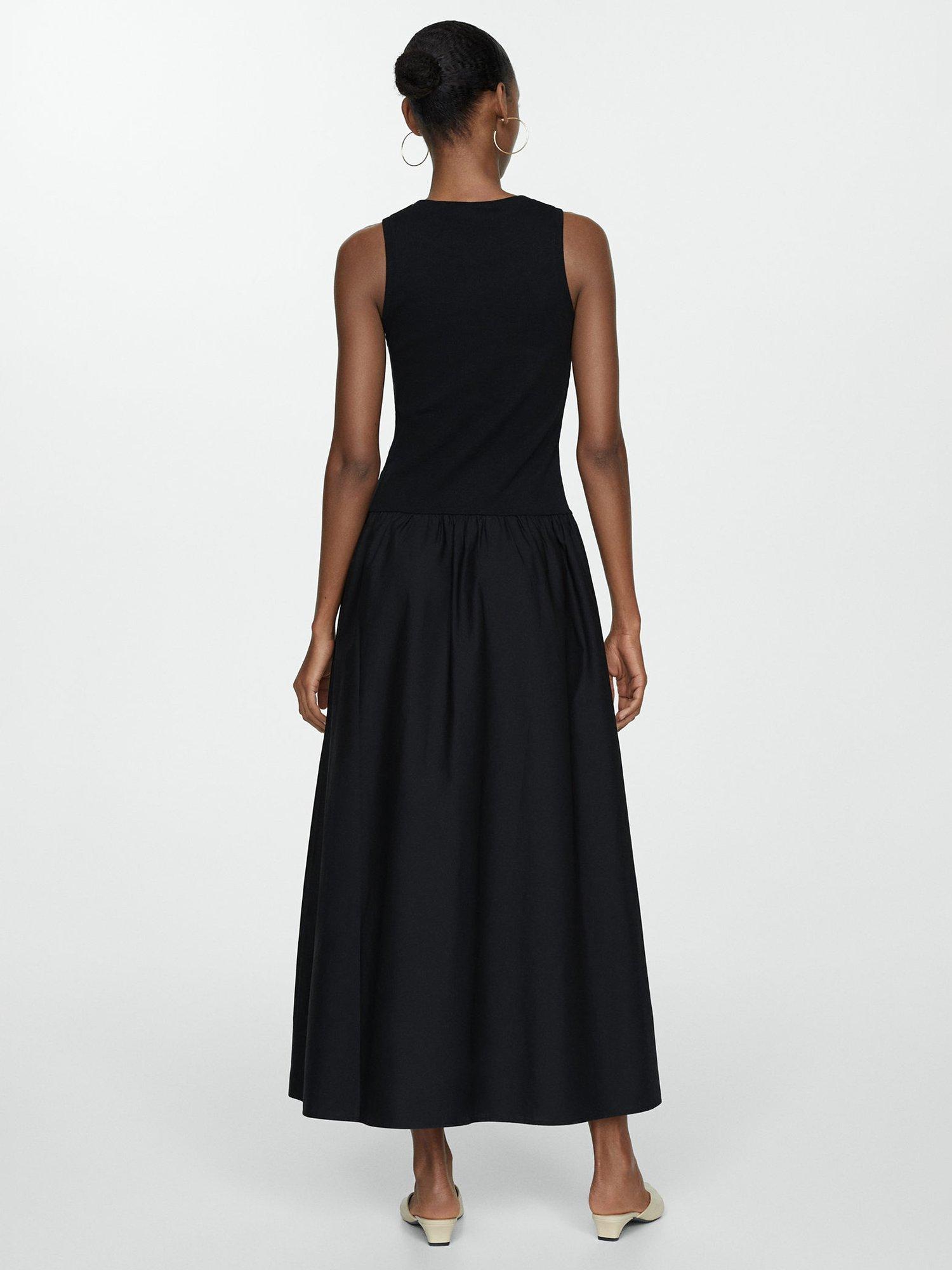 Product image 3 of 6, which shows Mango Valvi Ribbed Top Maxi Dress, Black, 4