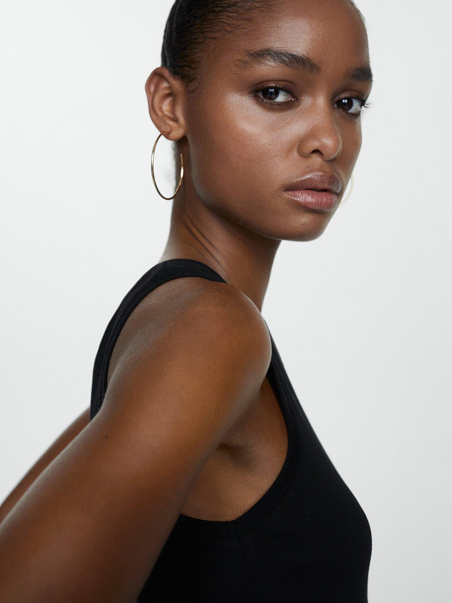 Product image 5 of 6, which shows Mango Valvi Ribbed Top Maxi Dress, Black, 4