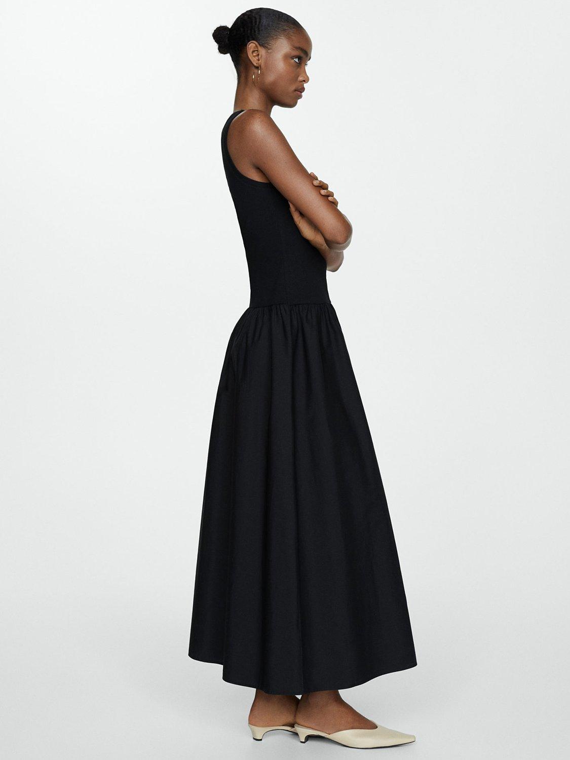 Product image 4 of 6, which shows Mango Valvi Ribbed Top Maxi Dress, Black, 4