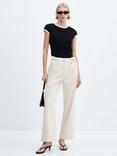 Mango Cesca Wide Leg Jeans, Cream