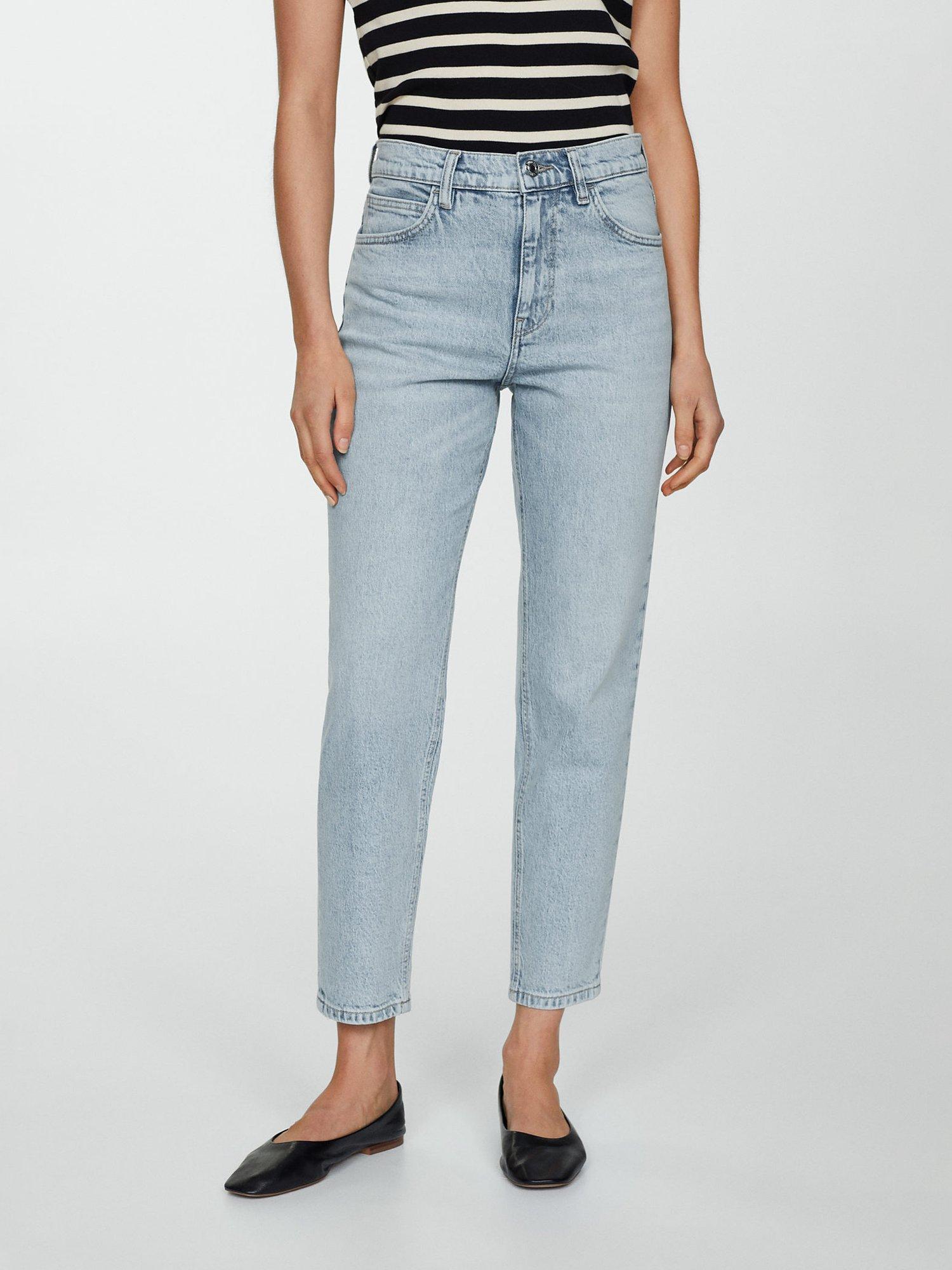 Product image 1 of 7, which shows Mango Mom Comfort High Rise Jeans, Open Blue, 4