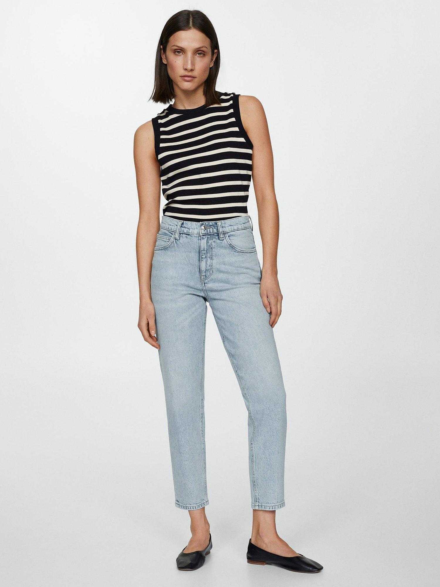 Product image 2 of 7, which shows Mango Mom Comfort High Rise Jeans, Open Blue, 4