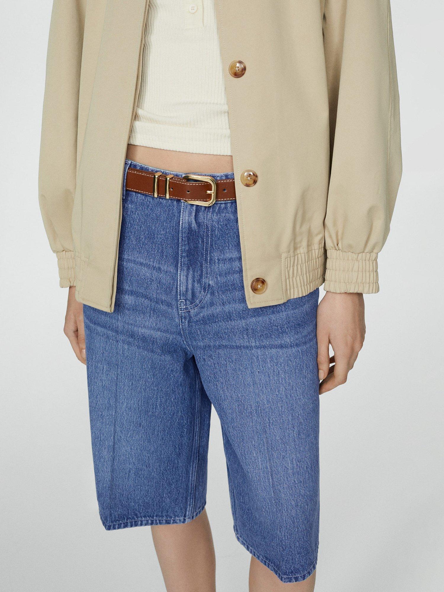 Mango Denim Bermuda Shorts, Blue
