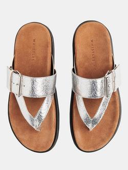 Whistles Sutton Toe Post Buckle Sandals, Silver - view 2, Silver