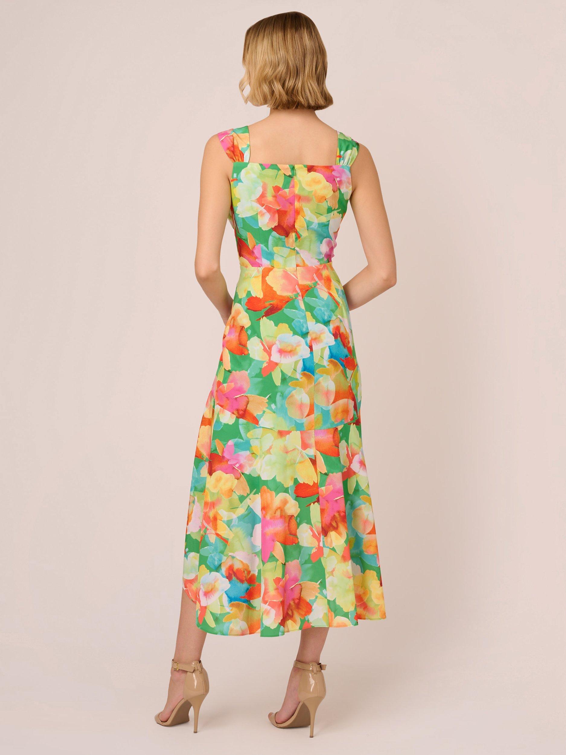 Adrianna Papell Floral Hi Low Dress Green Multi