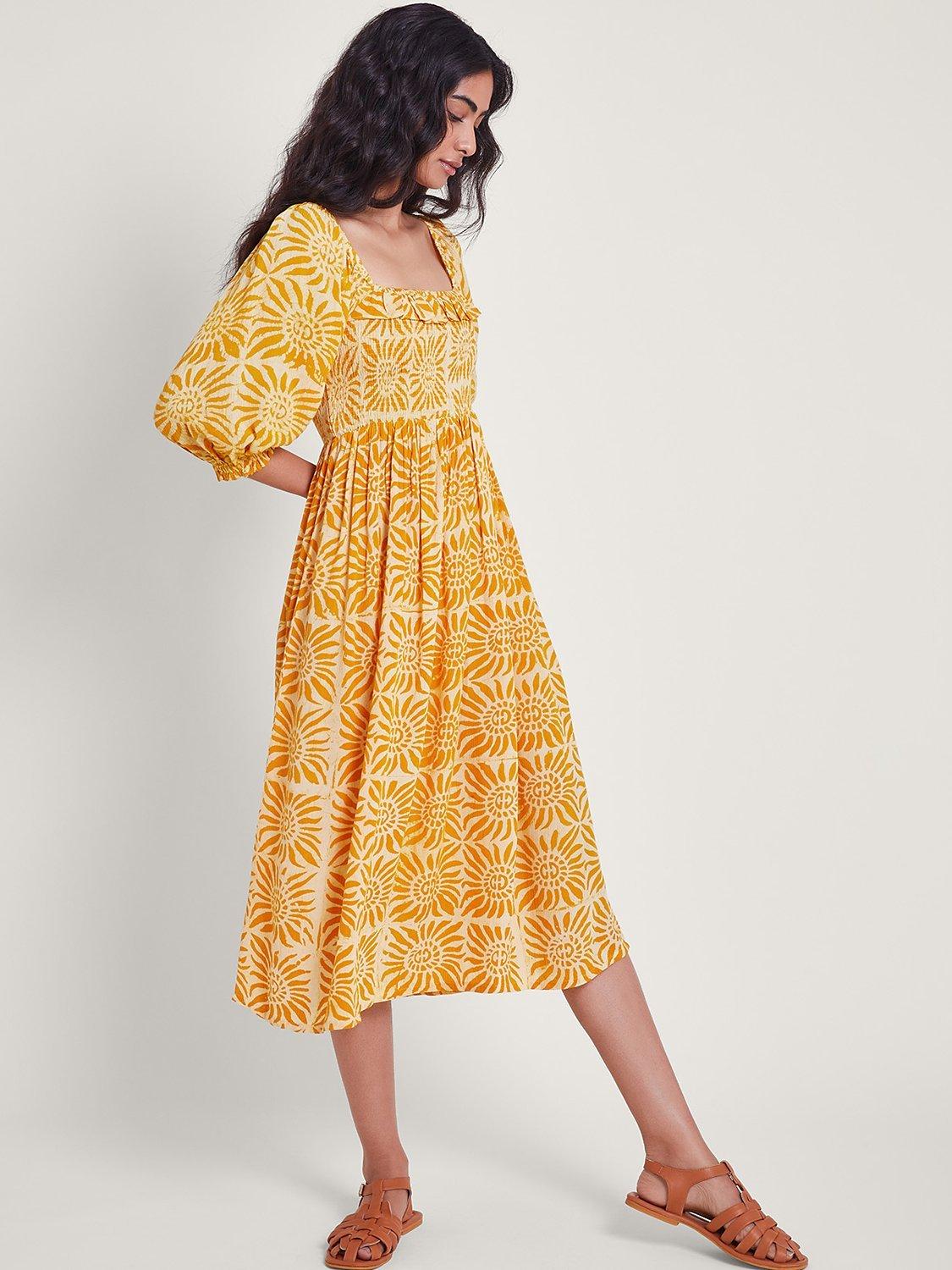 Monsoon Sunny Artisan Dress, Orange