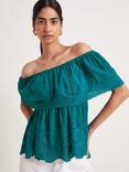 Monsoon Cleo Bardot Top, Teal