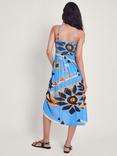 Monsoon Amanda Midi Bandeau Dress, Blue/Multi