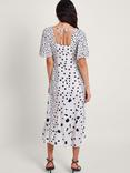 Monsoon Lucee Spot Print Tea Midi Dress, Ivory/Multi