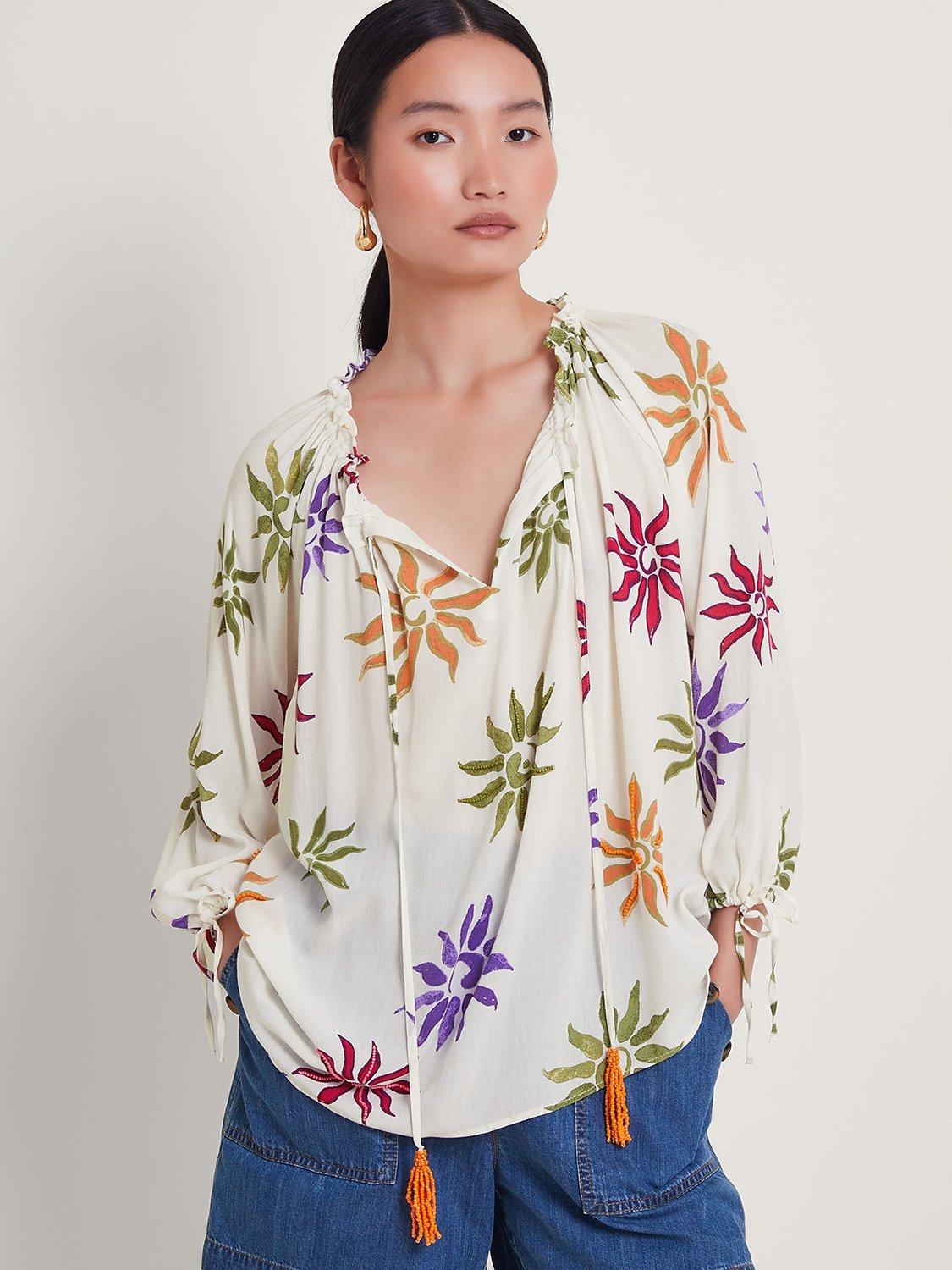 Monsoon Summer Sun Top, Ivory/Multi