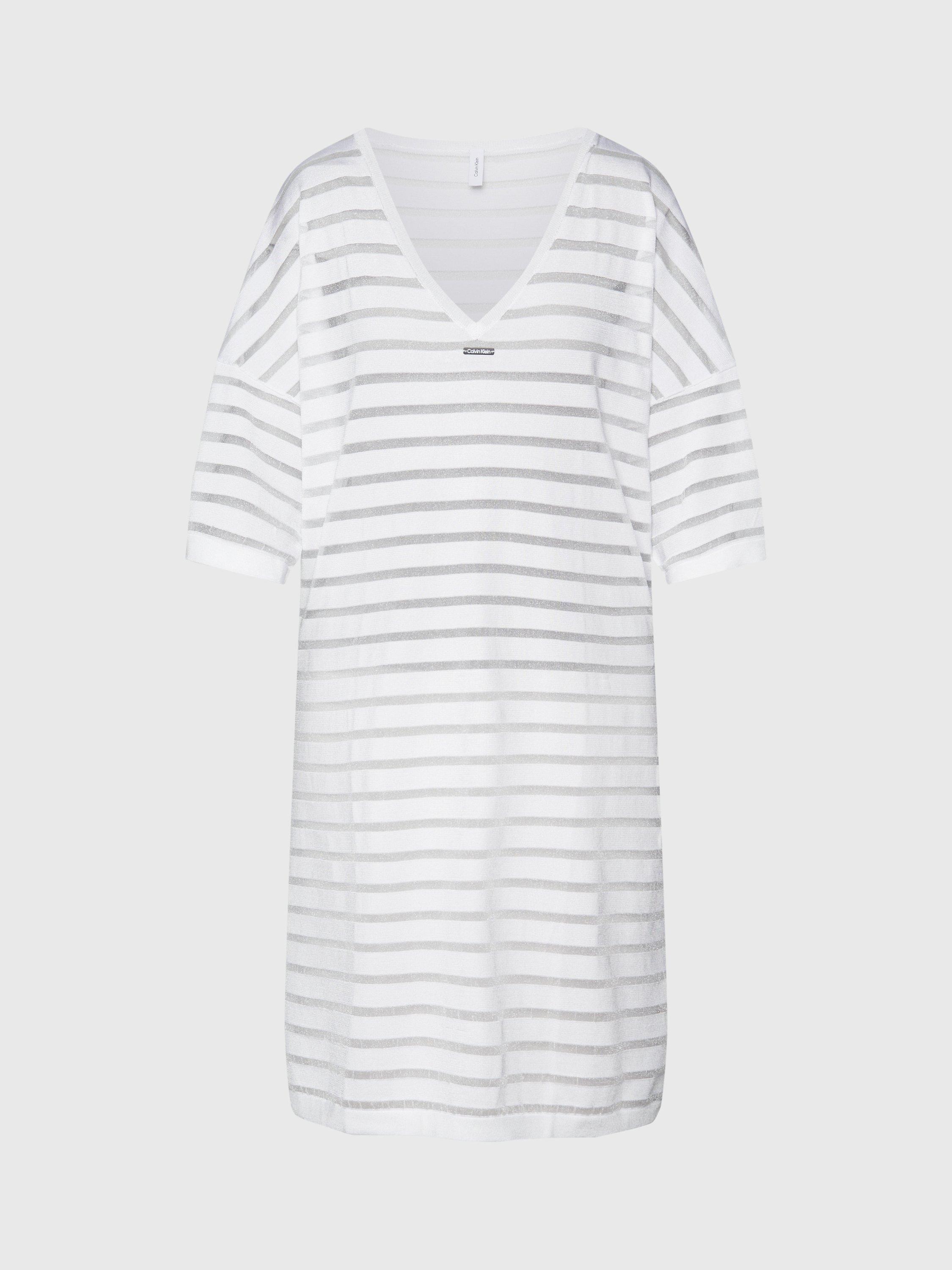 Calvin Klein Stripe Kaftan, Classic White