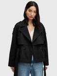 AllSaints Beckette Short Trench Coat, Black