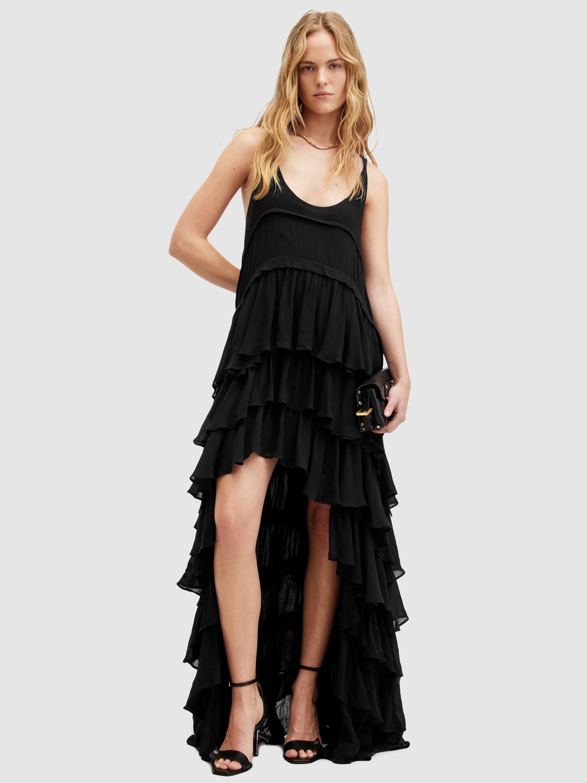 AllSaints Cavarly Tiered Hi Low Hem Maxi Dress