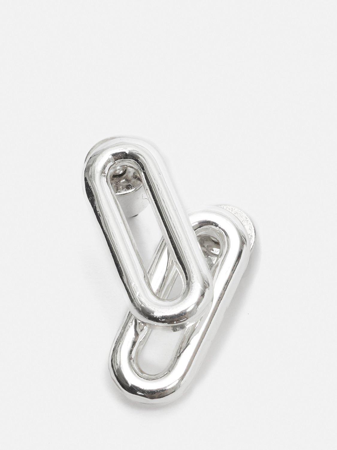 Jigsaw Small Link Stud Earrings, Silver