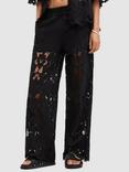 AllSaints Charli Wide Leg Lace Trousers, Black