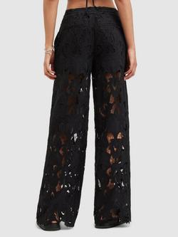 AllSaints Charli Wide Leg Lace Trousers, Black - view 2, Black