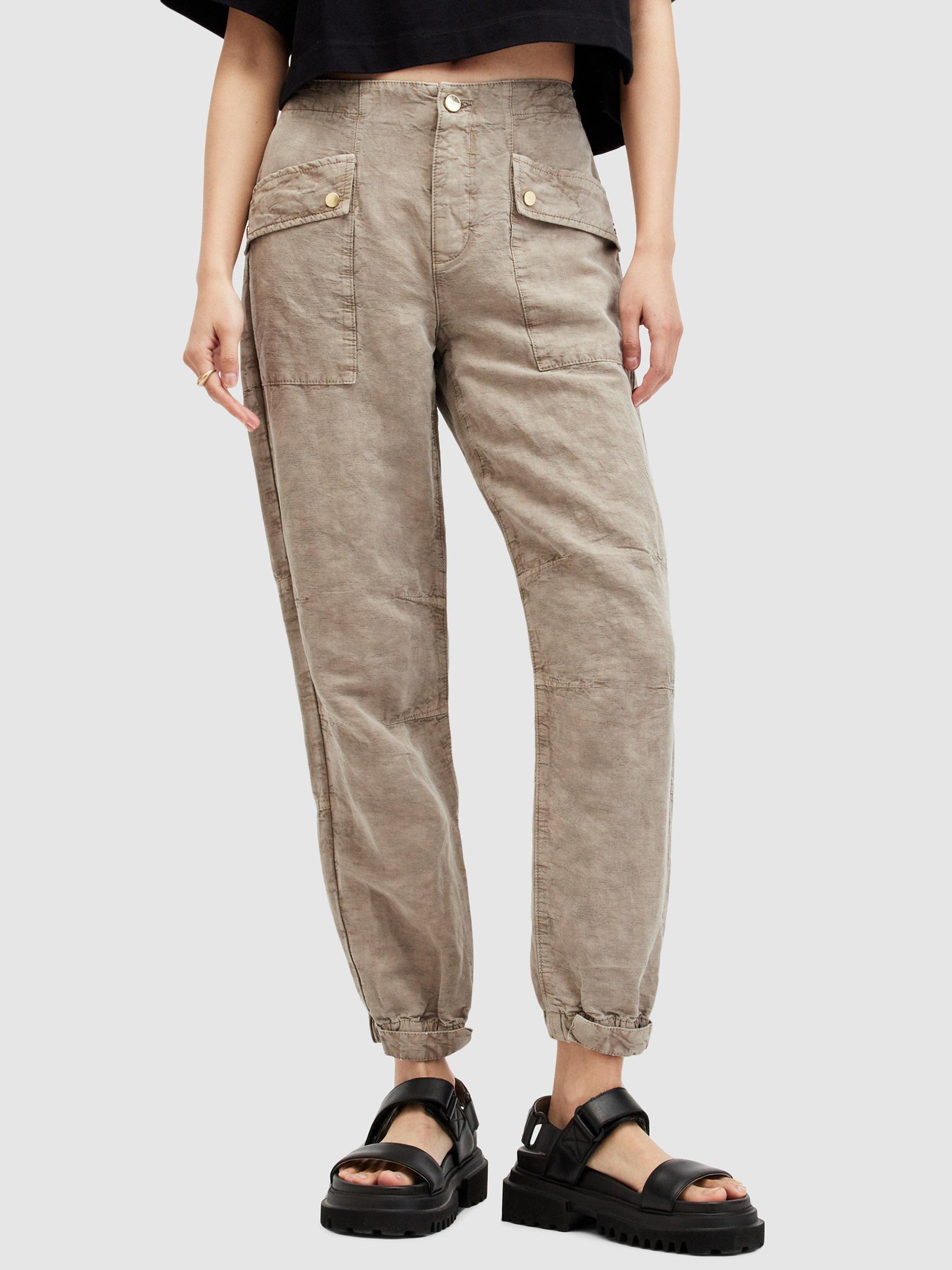 AllSaints Val Linen Blend Cargo Trousers