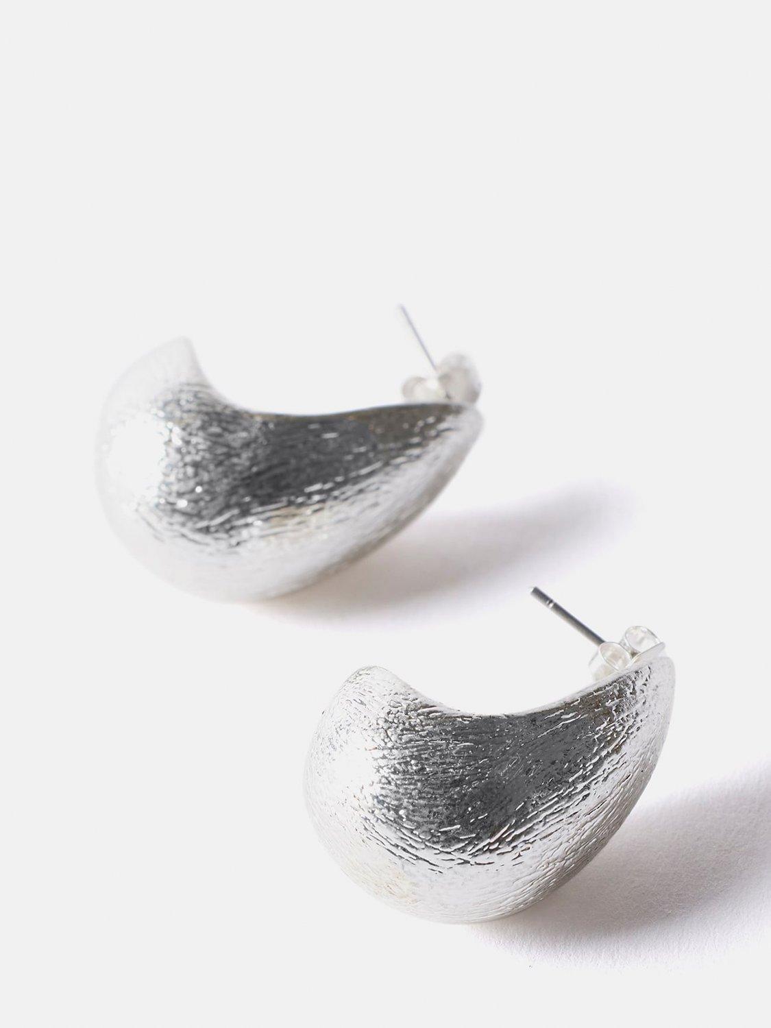 Mint Velvet Textured Drop Earrings, Silver, One Size