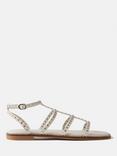 Mint Velvet Leather Studded Flat Sandals, Natural