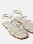 Mint Velvet Leather Studded Flat Sandals, Natural