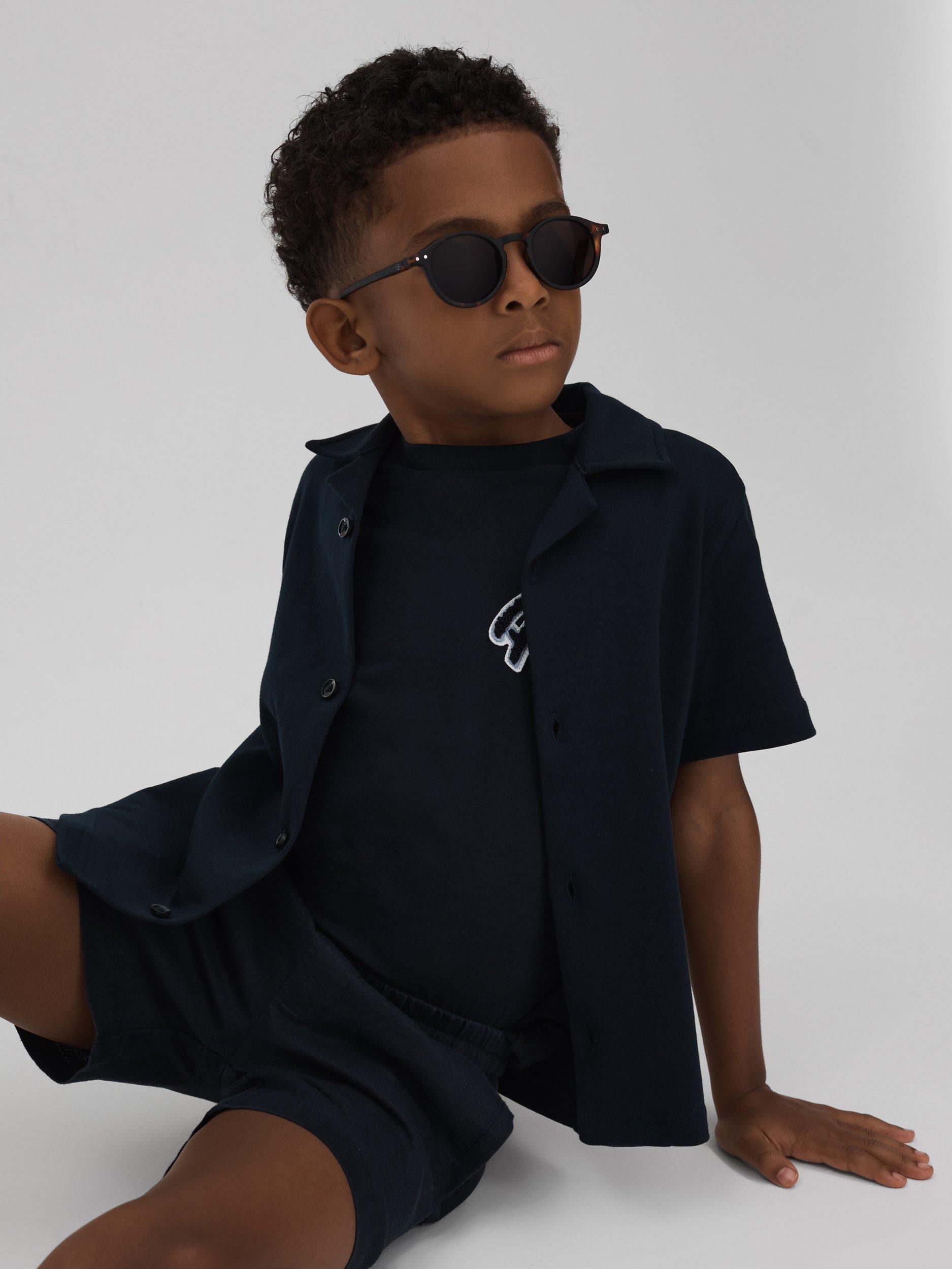 Reiss Kids' Acen Linen Shorts, Navy