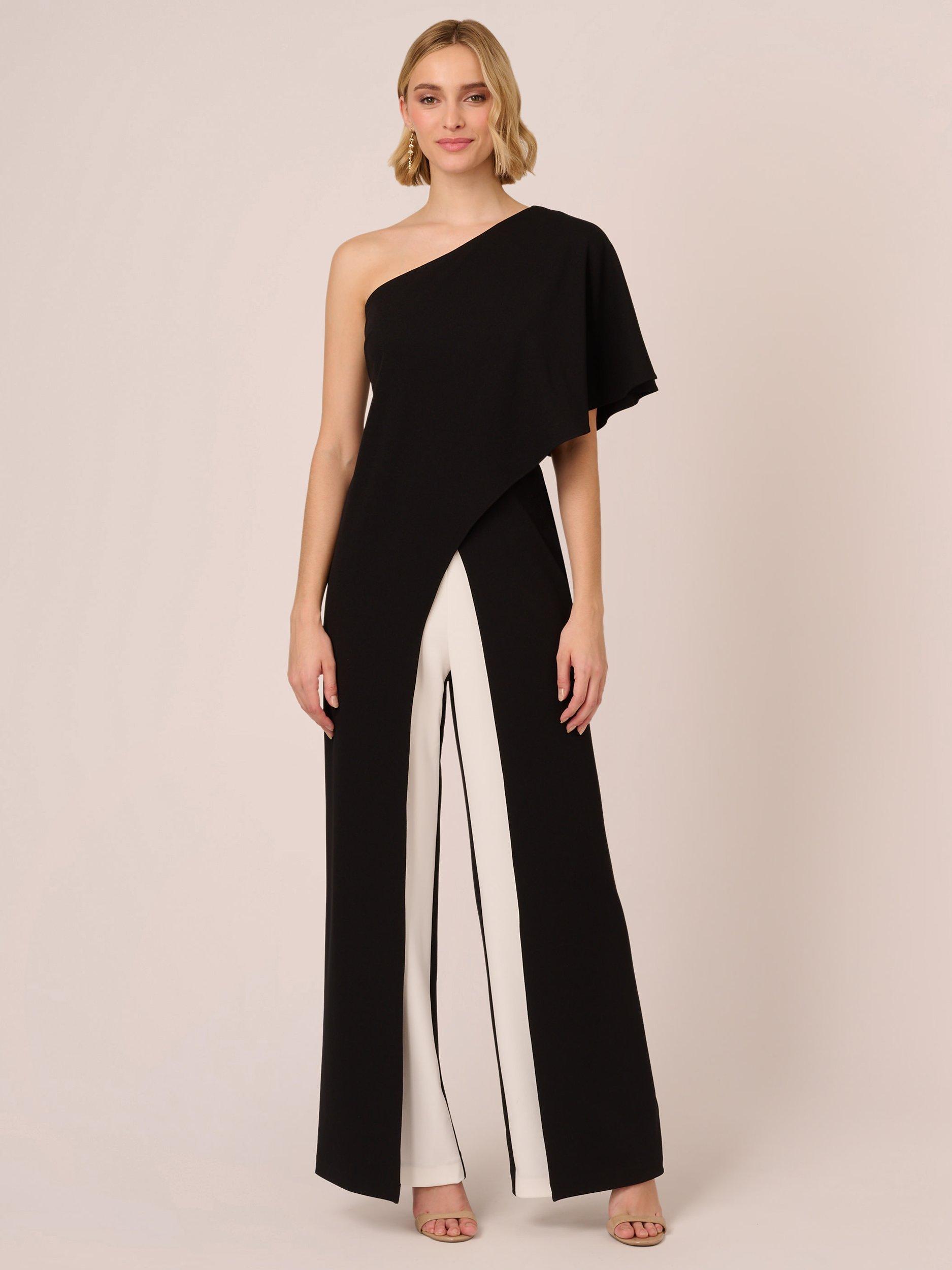 Adrianna Papell Colour Block Overlay Jumpsuit, Black/Ivory
