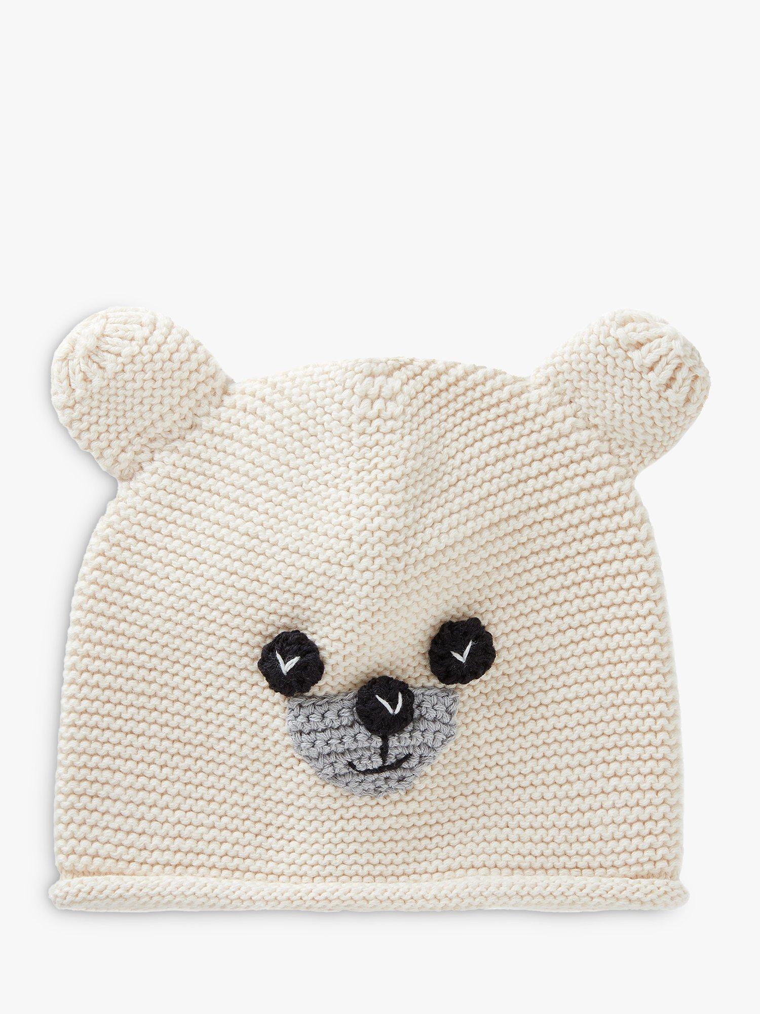 Benetton Baby Tricot Animal Face Knit Hat, Cream