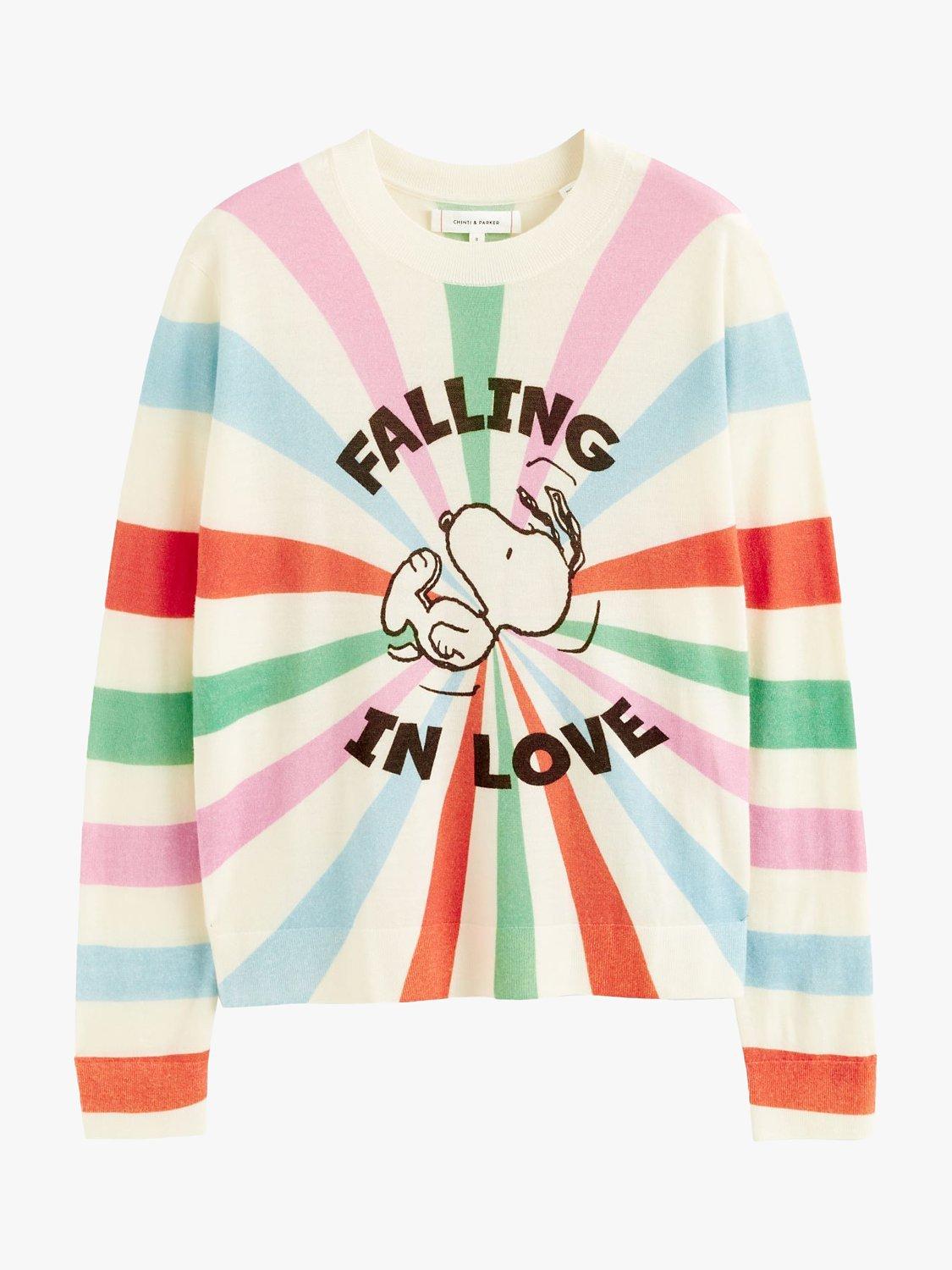 Product image 3 of 3, which shows Chinti & Parker Snoopy In Love Wool And Cashmere Jumper, Cream/Multi, XS