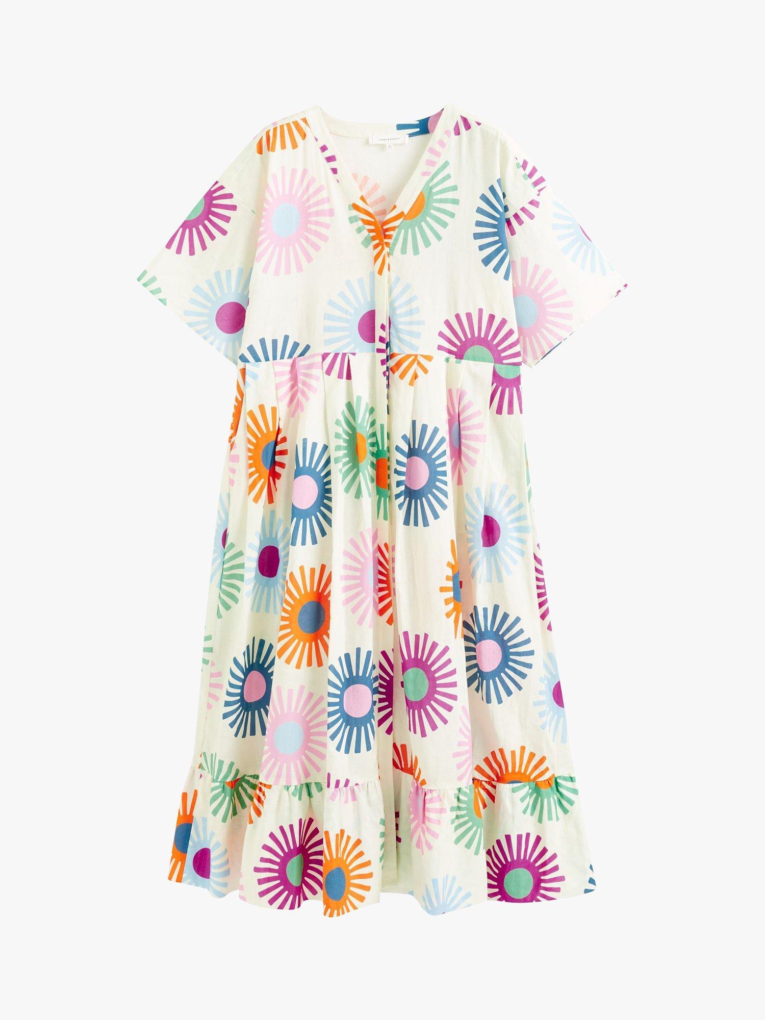 Product image 3 of 5, which shows Chinti & Parker Soleil Linen Blend Midi Dress, Cream/Multi, 6