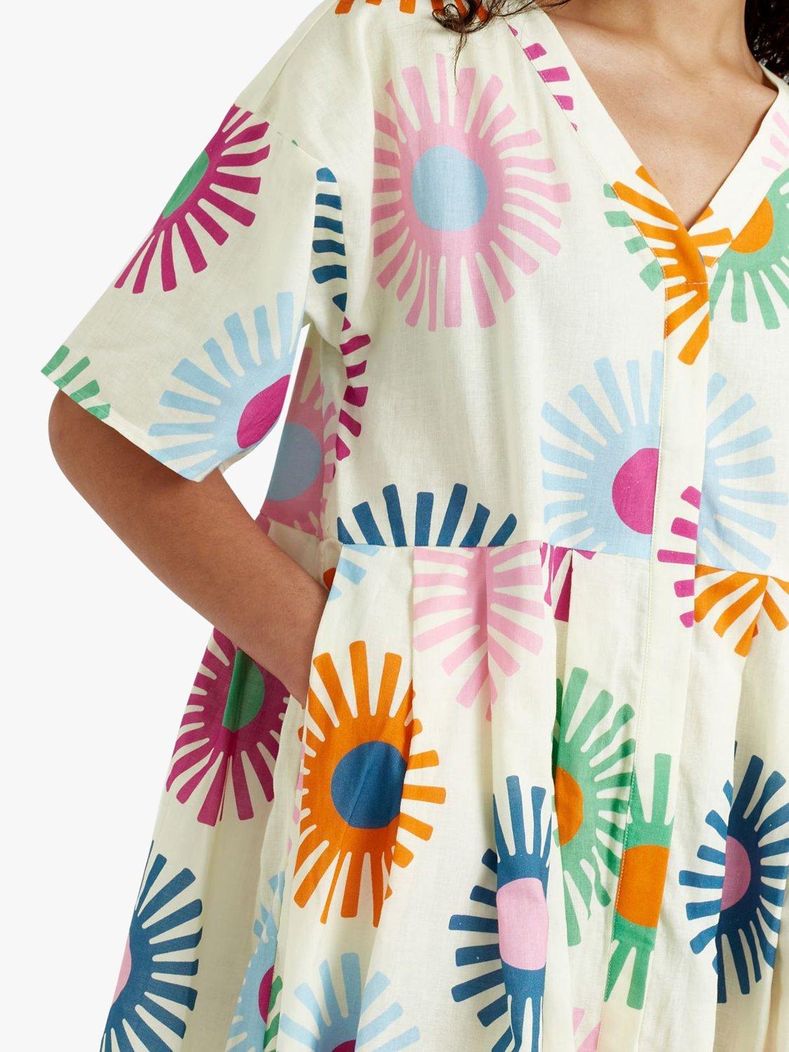 Product image 4 of 5, which shows Chinti & Parker Soleil Linen Blend Midi Dress, Cream/Multi, 6