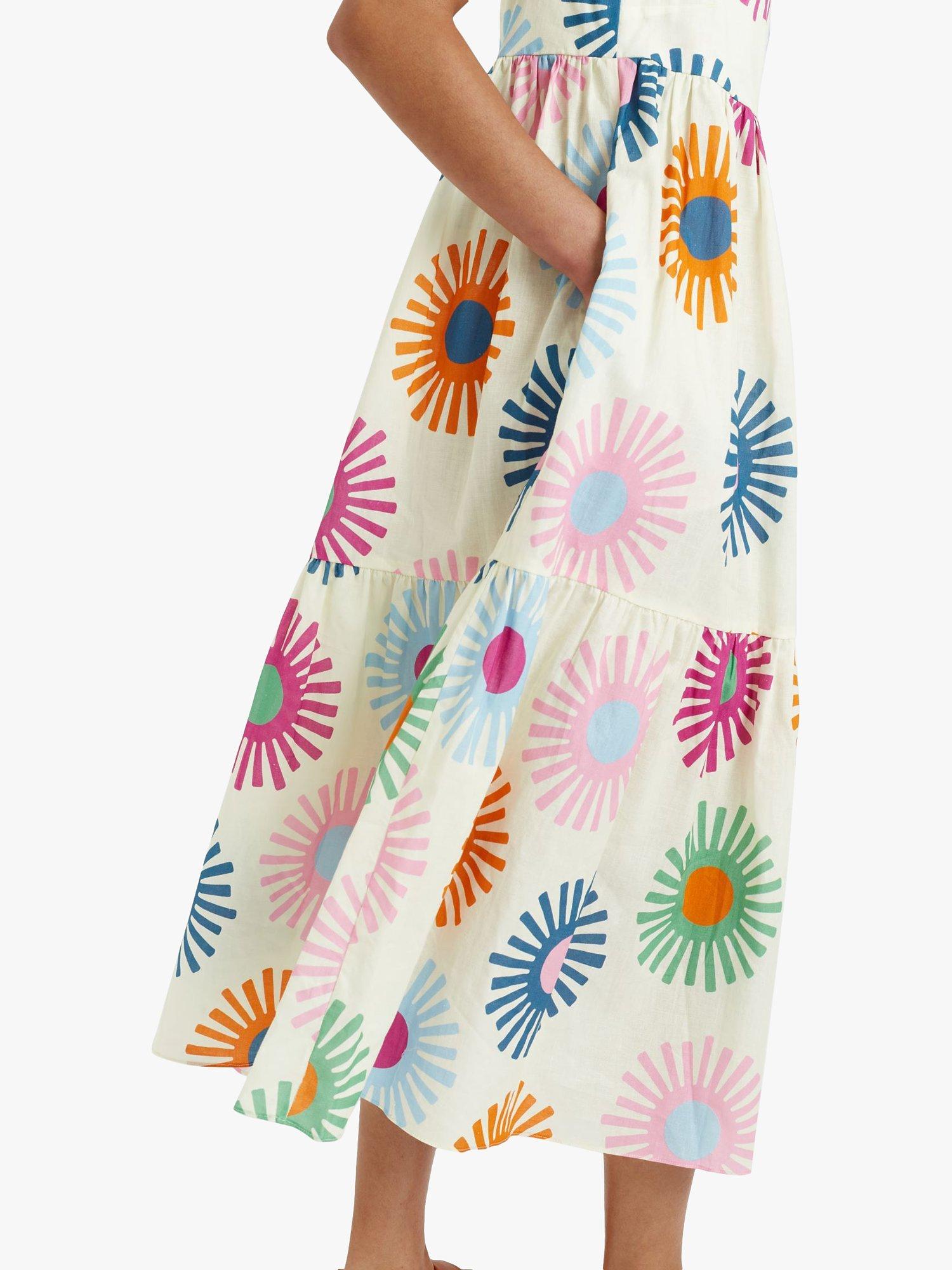 Product image 4 of 5, which shows Chinti & Parker Soleil Linen Blend Midi Sun Dress, Cream/Multi, 6