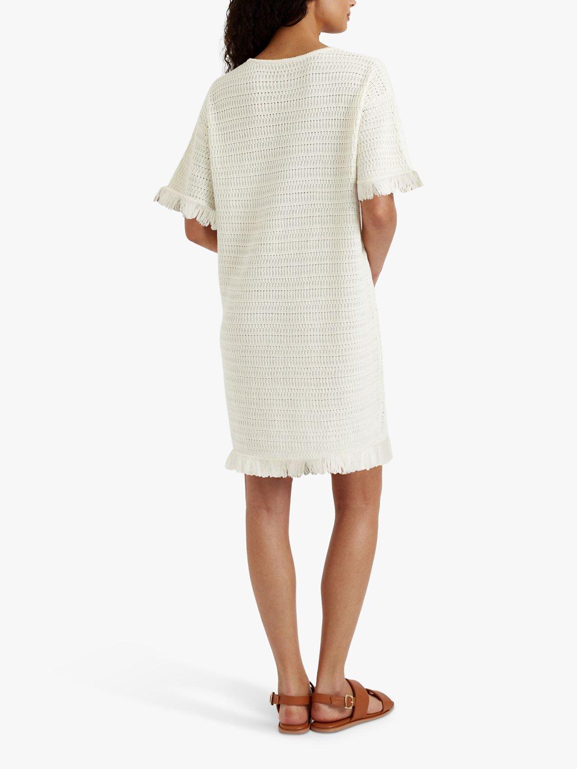 Chinti & Parker Mykonos Cotton Linen Blend Kaftan Dress, Cream, XS