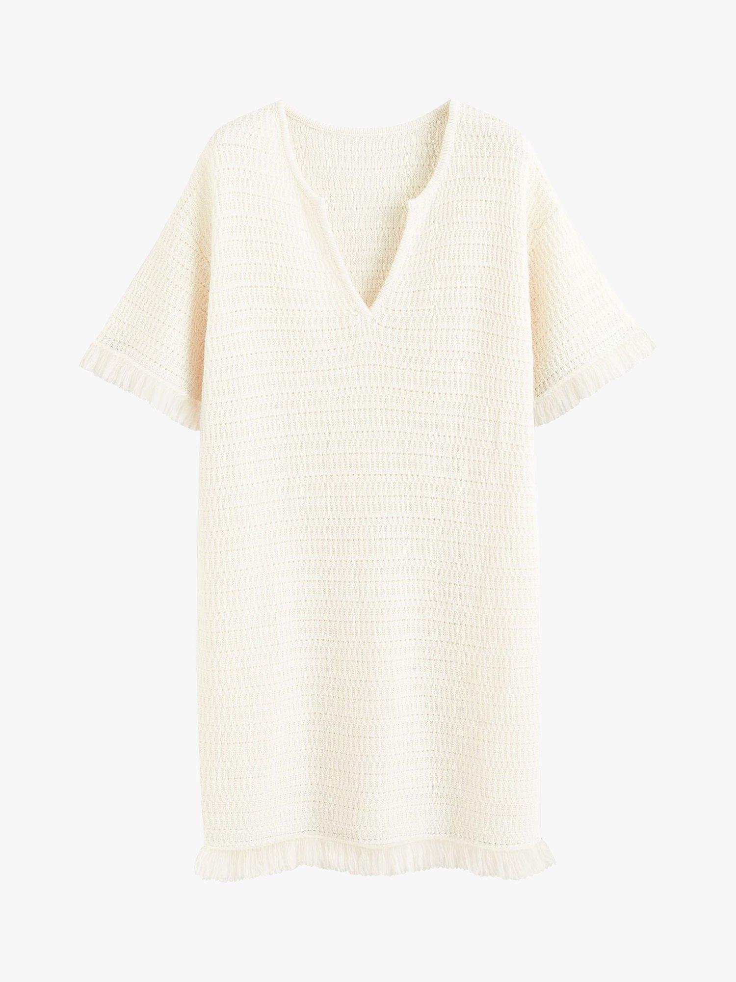 Product image 4 of 5, which shows Chinti & Parker Mykonos Cotton Linen Blend Kaftan Dress, Cream, XS