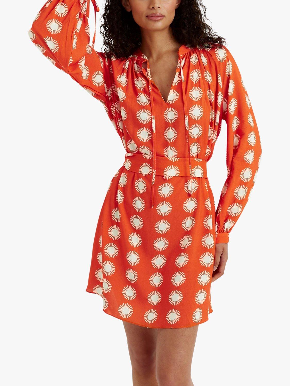Product image 1 of 5, which shows Chinti & Parker Ile De Re Mini Dress, Orange/Cream, 6